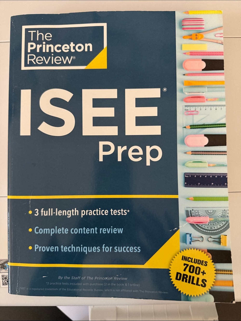 The Princeton Review ISEE Prep Book - Navy Blue with Pastel Accents